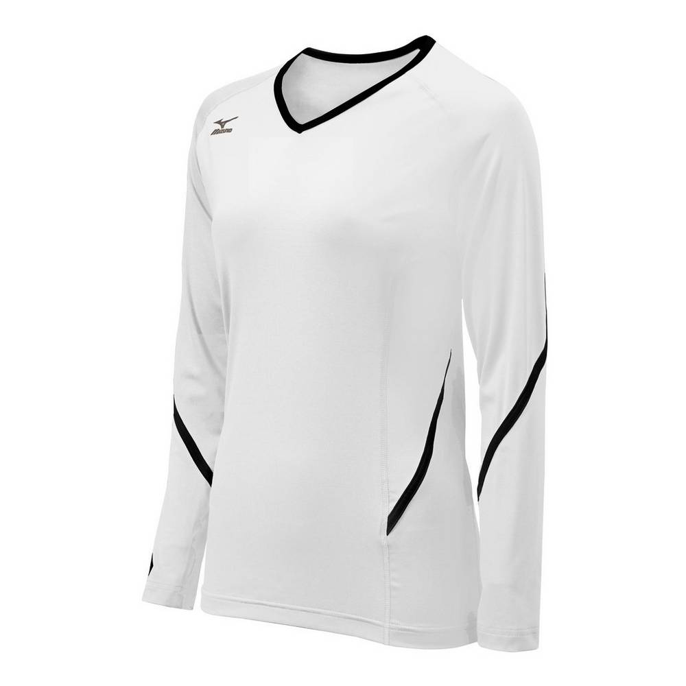 Damske Dresy Mizuno Techno Generation Long Sleeve Volejbalove Biele/Čierne Vypredaj FEKR61092